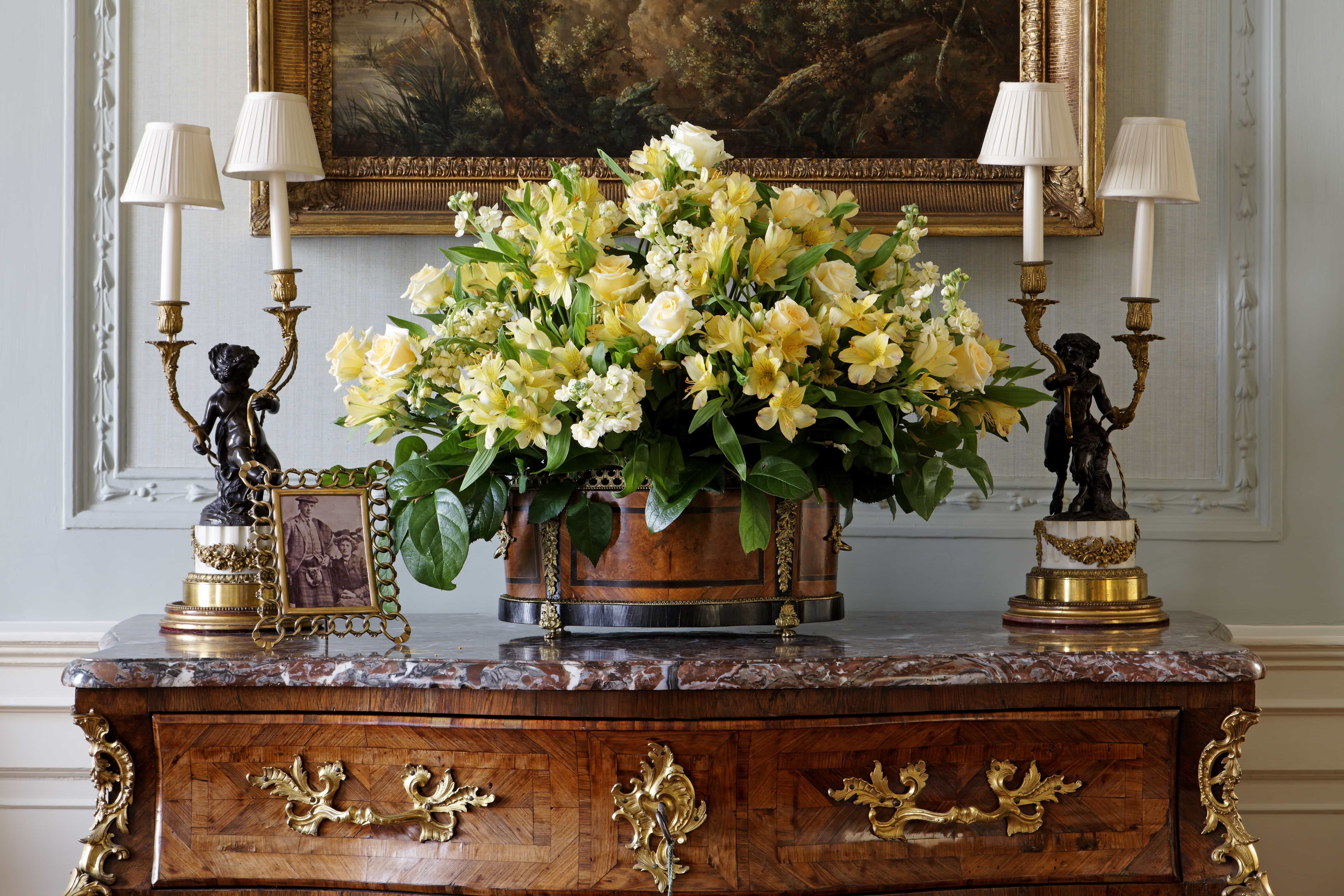 Hall chest and lamps