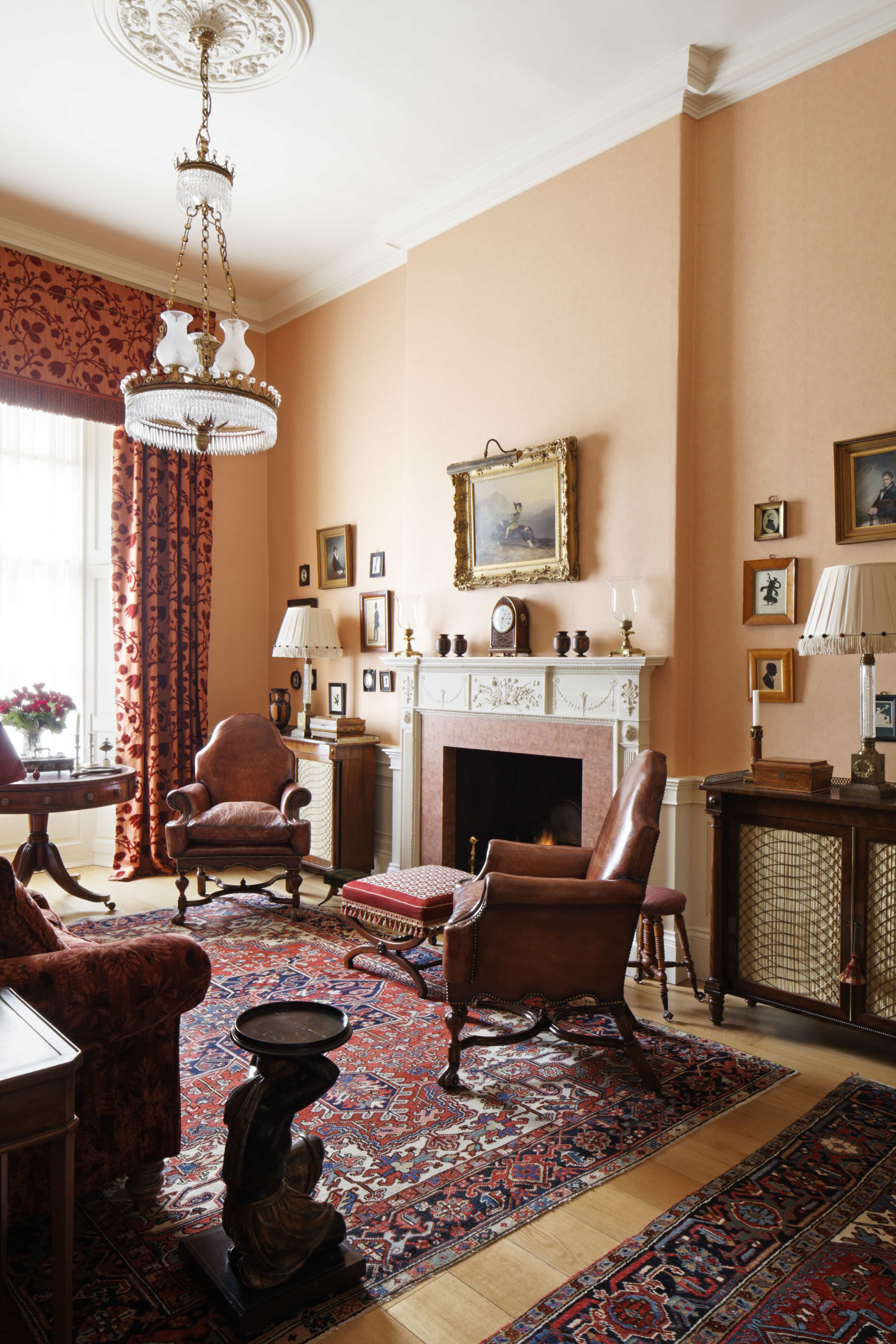 Library fireplace